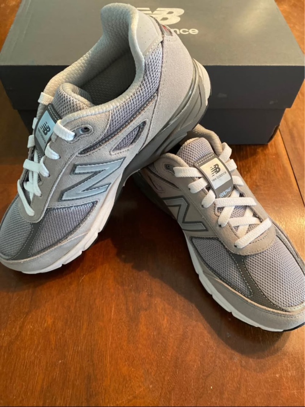 New Balance Light Grey and White Mesh Sneakers